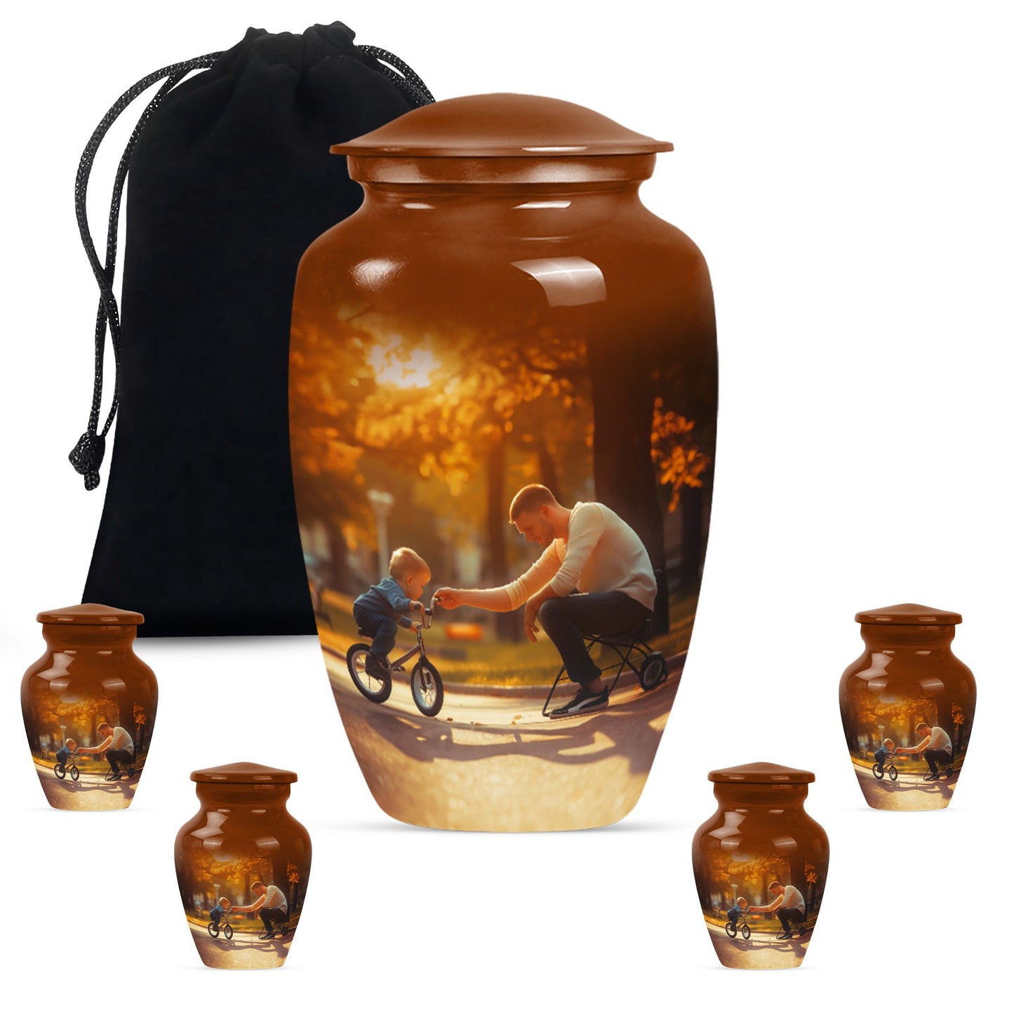 Classic 10-inch father urn, abstract themed 