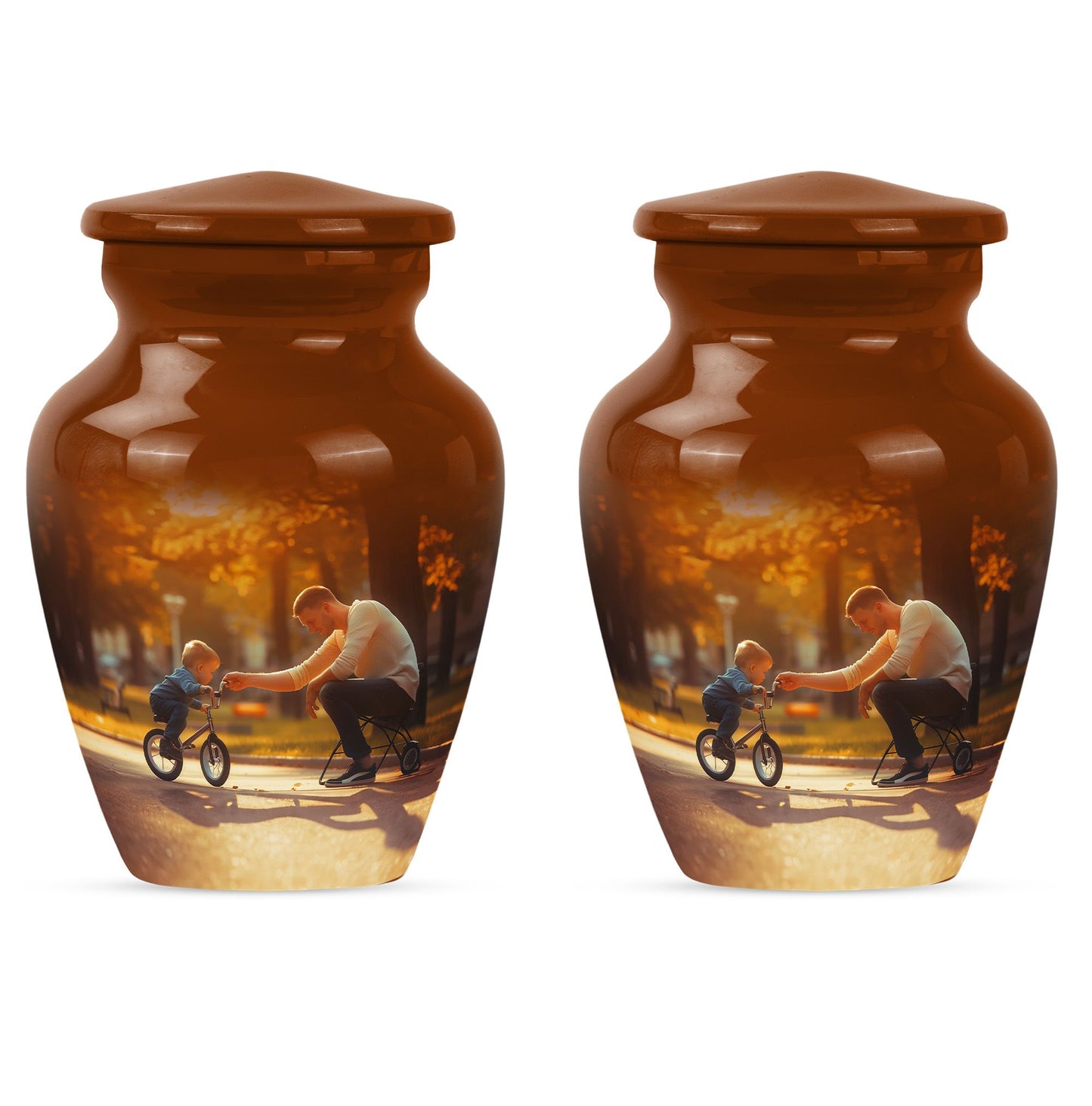 Classic 10-inch father urn, abstract themed 