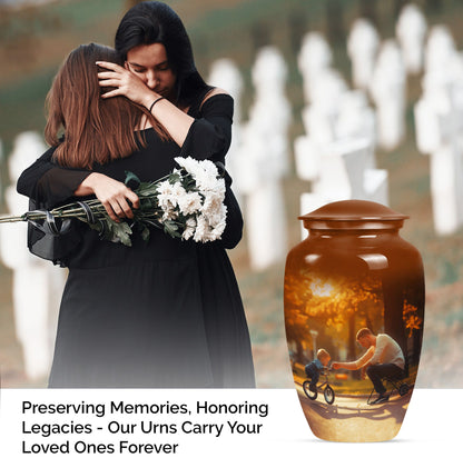 Classic 10-inch father urn, abstract themed 