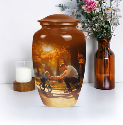 Classic 10-inch father urn, abstract themed 