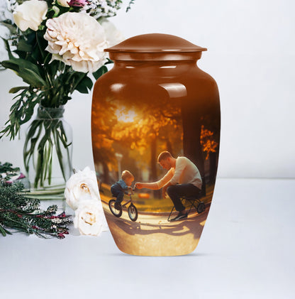 Classic 10-inch father urn, abstract themed 
