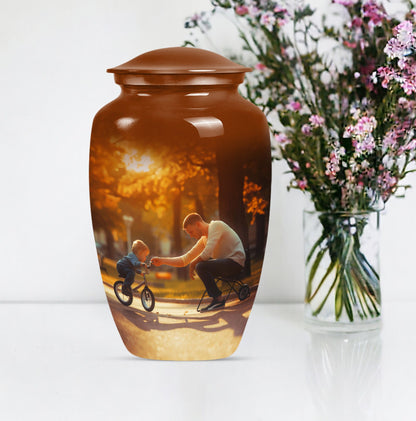 Classic 10-inch father urn, abstract themed 