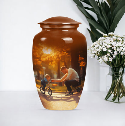Classic 10-inch father urn, abstract themed 