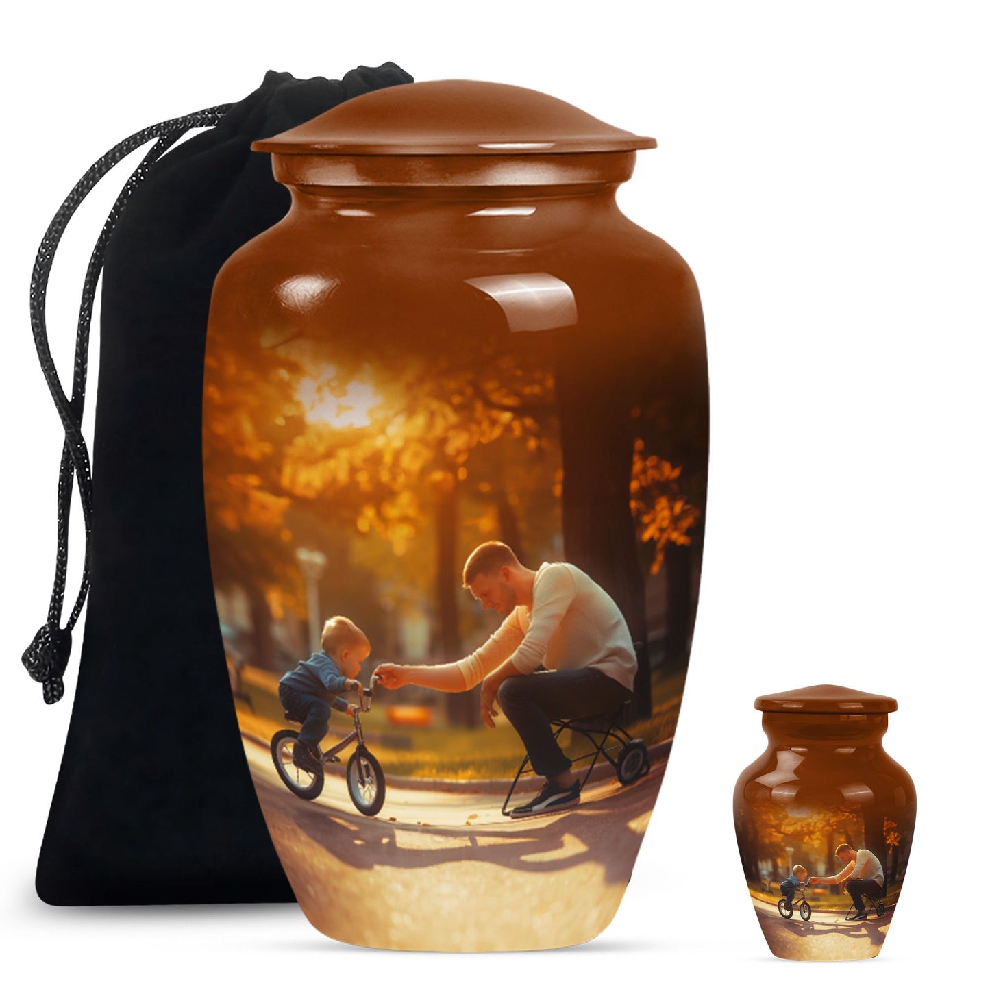 Classic 10-inch father urn, abstract themed 