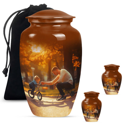 Classic 10-inch father urn, abstract themed 