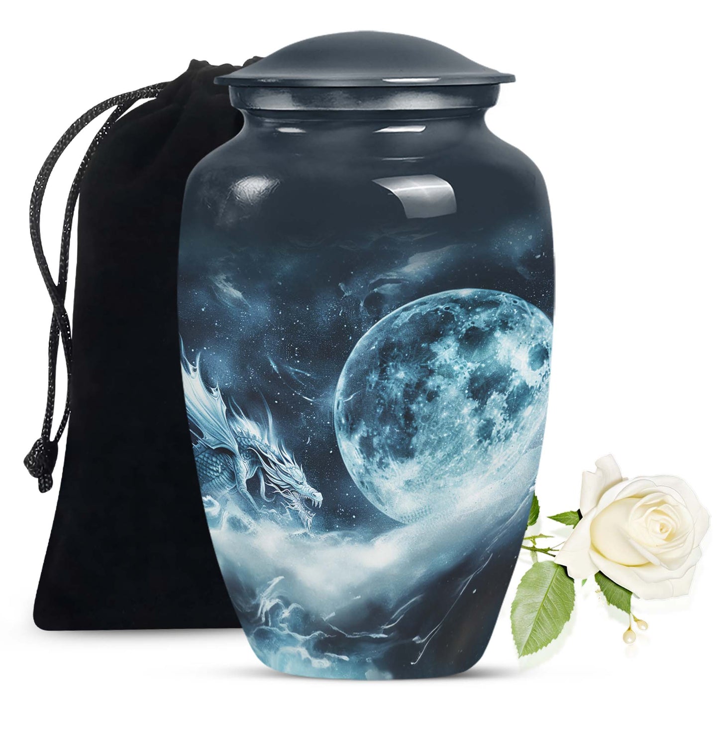 Classic 10-Inch Lunar Funeral Urn for Adult Ashes.