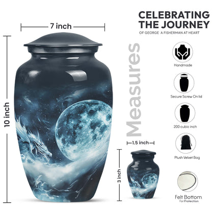 Classic 10-Inch Lunar Funeral Urn for Adult Ashes.