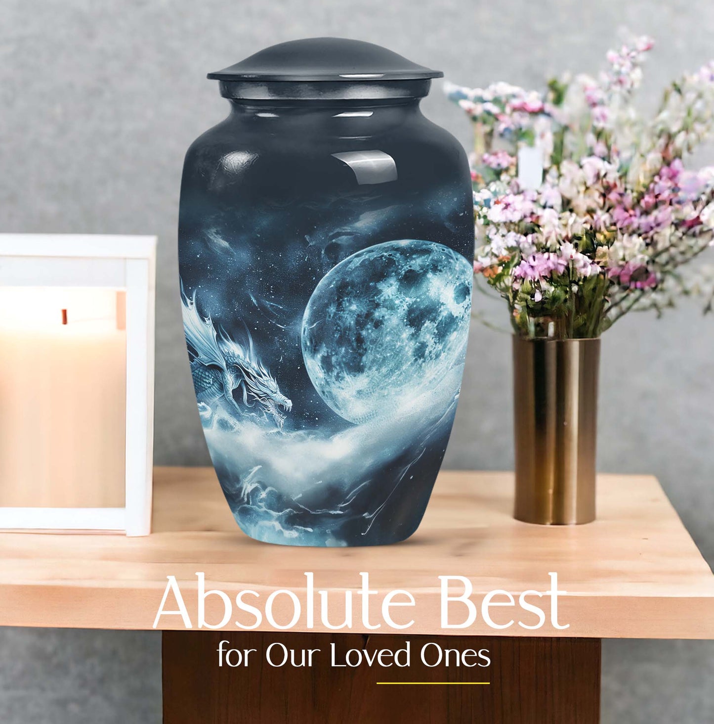 Classic 10-Inch Lunar Funeral Urn for Adult Ashes.