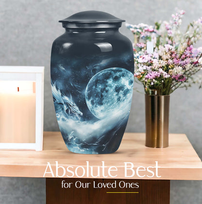 Classic 10-Inch Lunar Funeral Urn for Adult Ashes.
