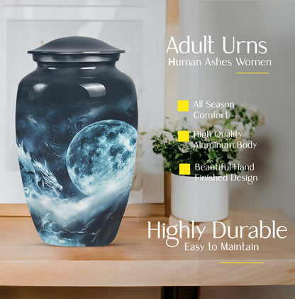 Classic 10-Inch Lunar Funeral Urn for Adult Ashes.