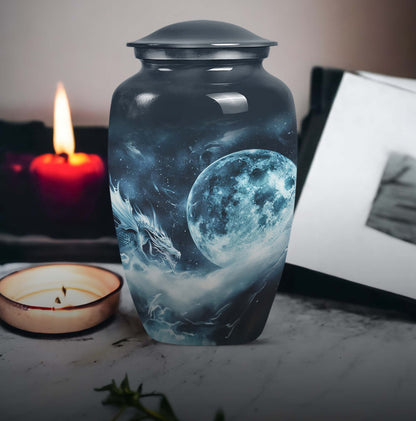 Classic 10-Inch Lunar Funeral Urn for Adult Ashes.