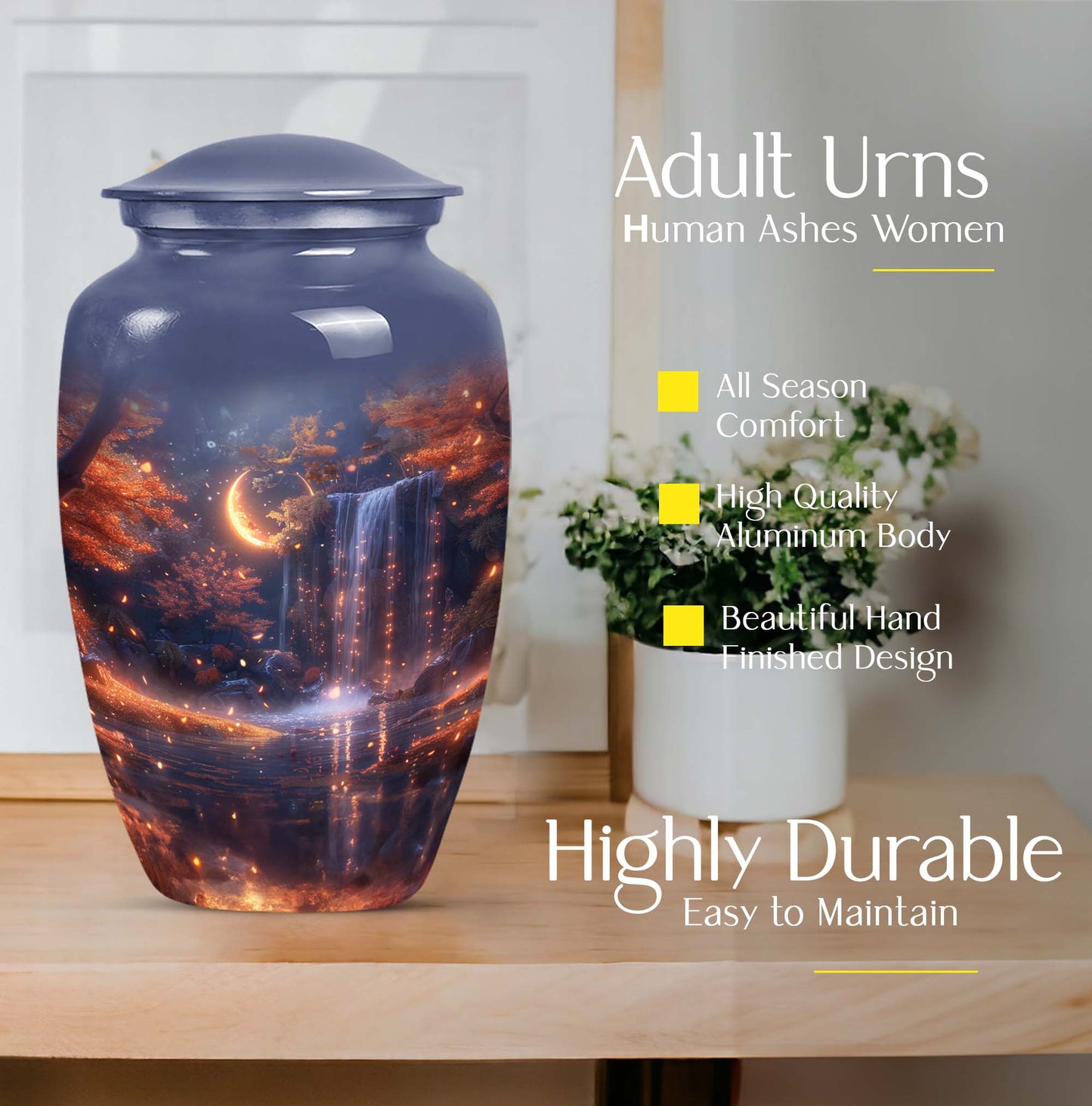 Classic 10-inch lunar urn, memorial funeral urn.
