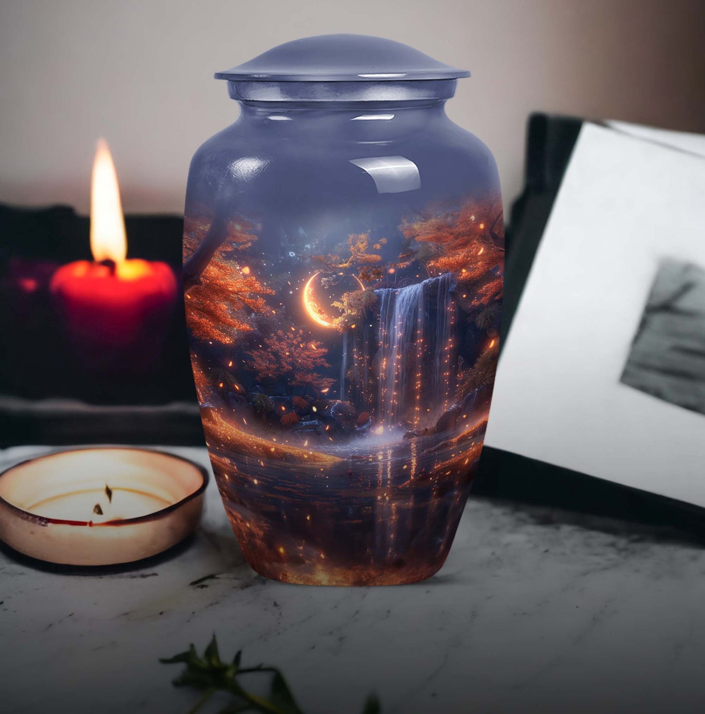 Classic 10-inch lunar urn, memorial funeral urn.