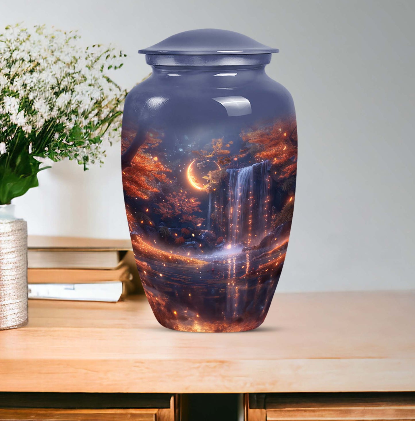 Classic 10-inch lunar urn, memorial funeral urn.