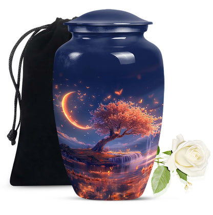 classic Lunar urn in aluminium for adult female ashes