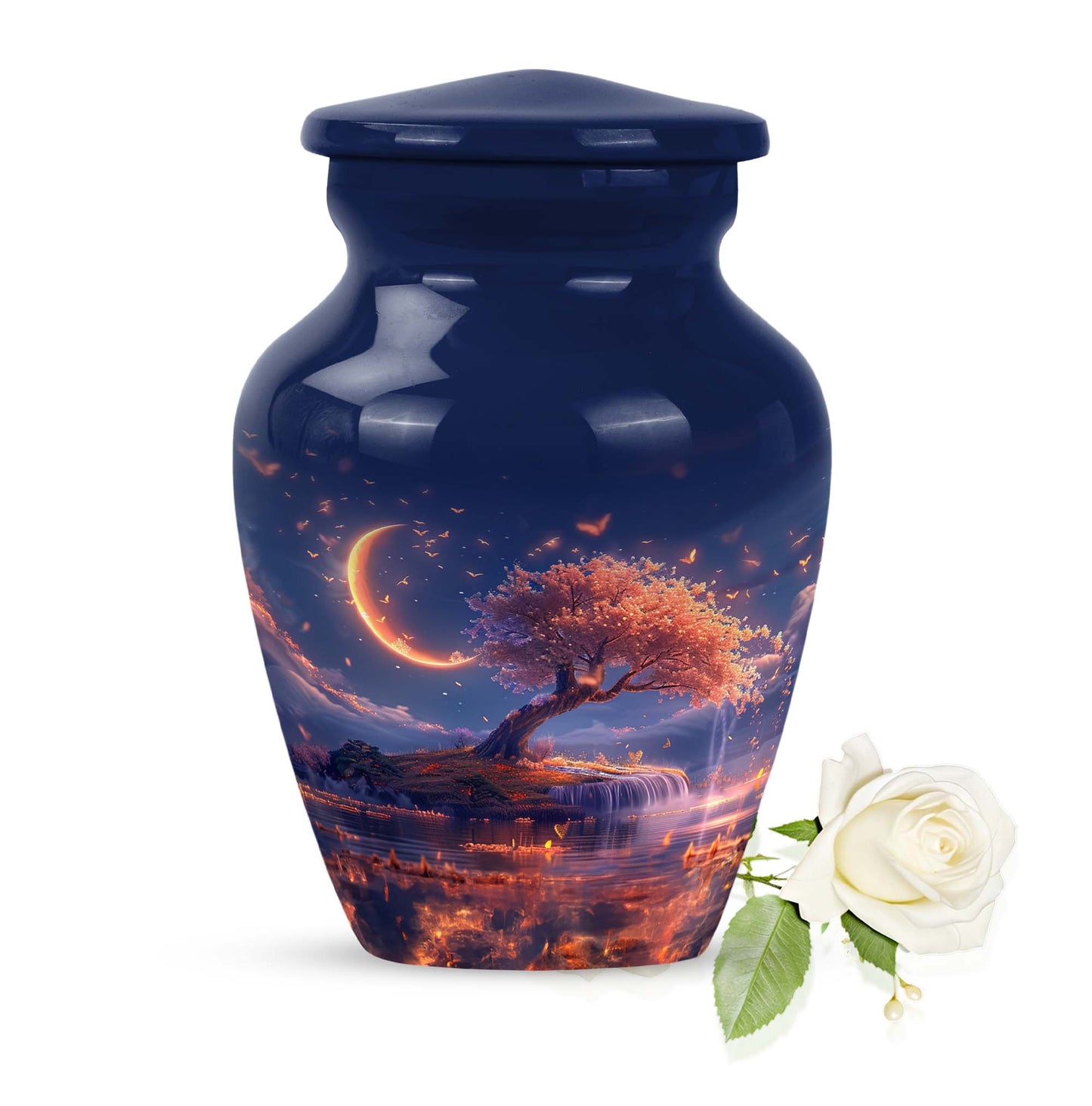classic Lunar urn in aluminium for adult female ashes