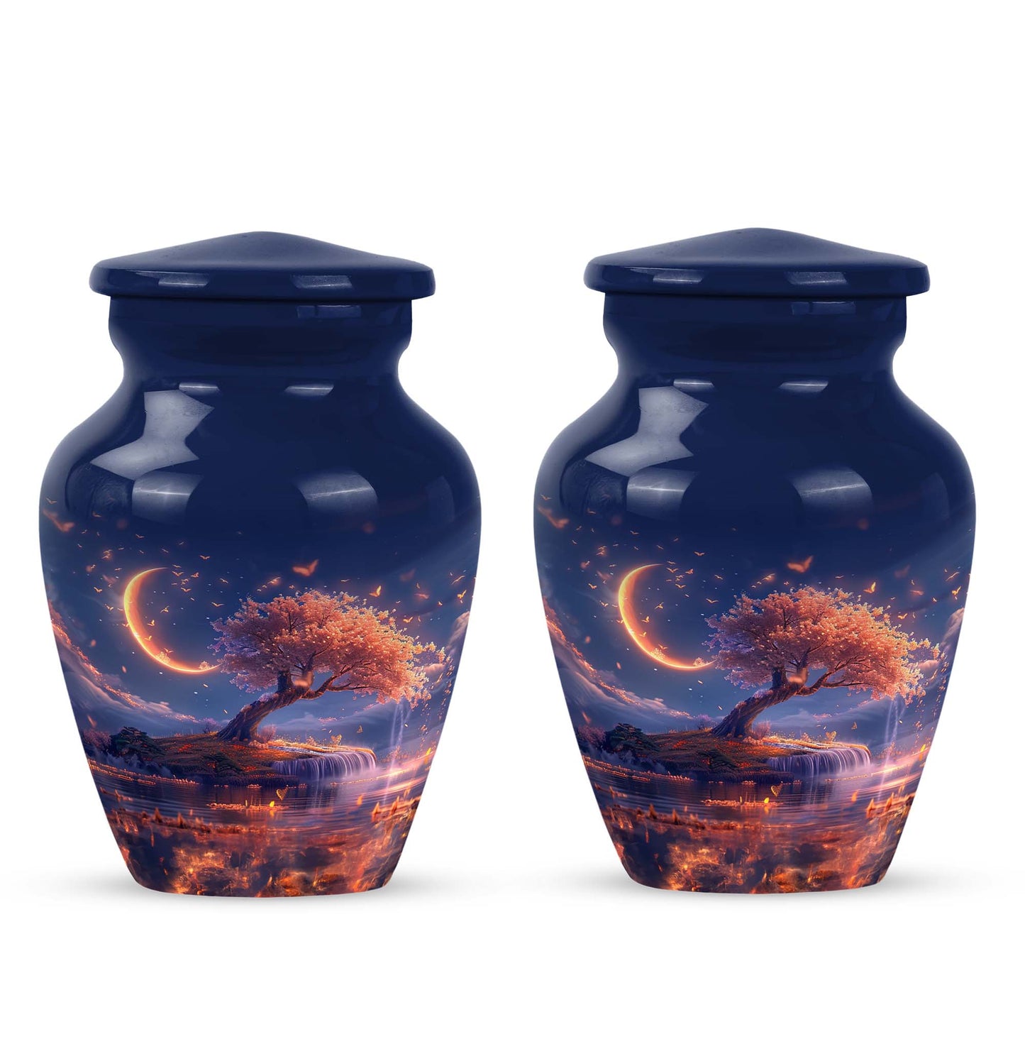 classic Lunar urn in aluminium for adult female ashes