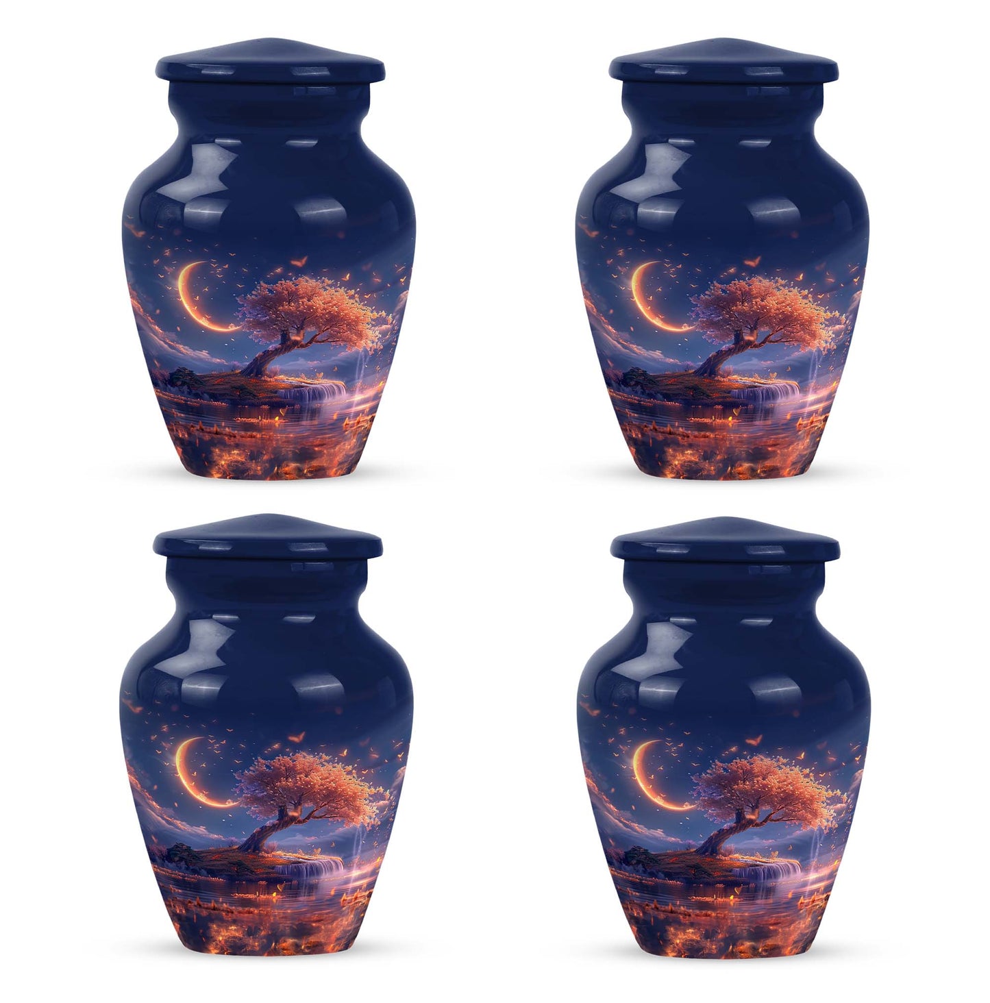classic Lunar urn in aluminium for adult female ashes
