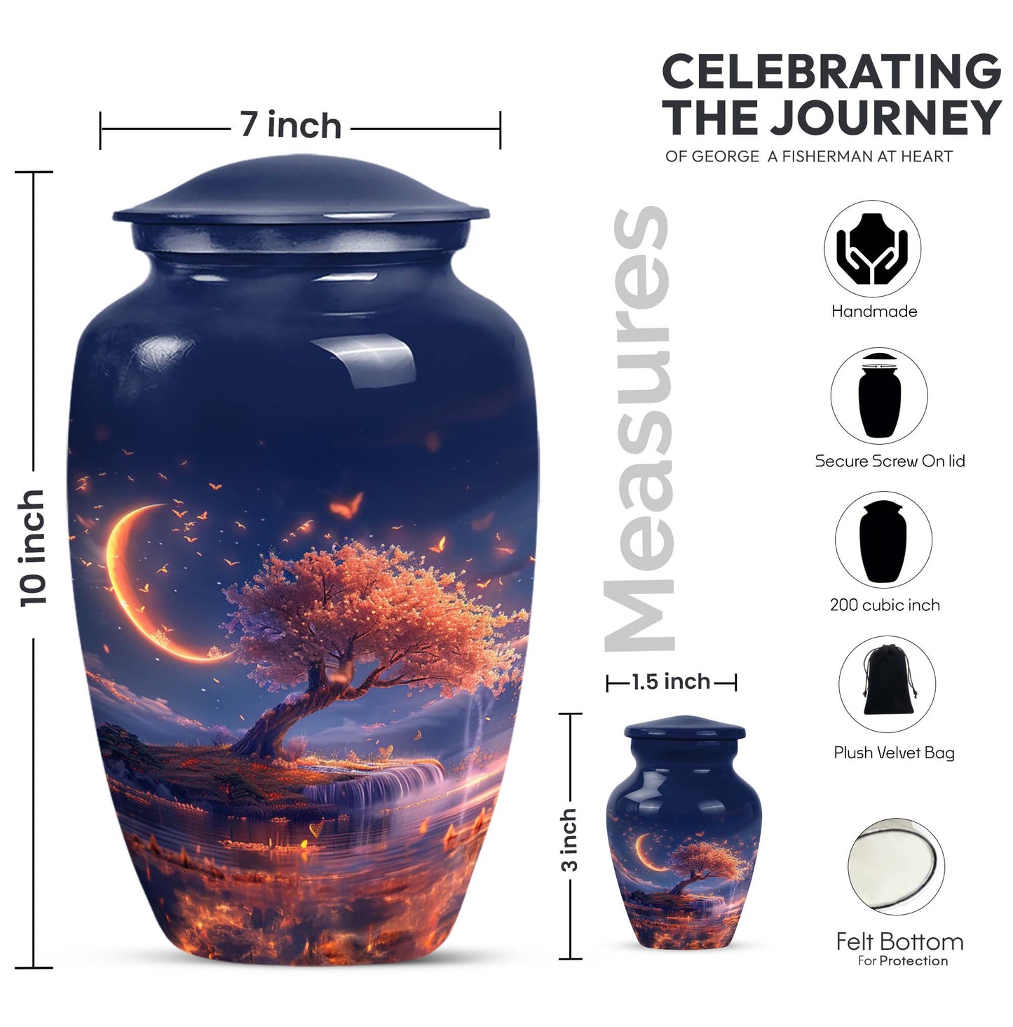 classic Lunar urn in aluminium for adult female ashes