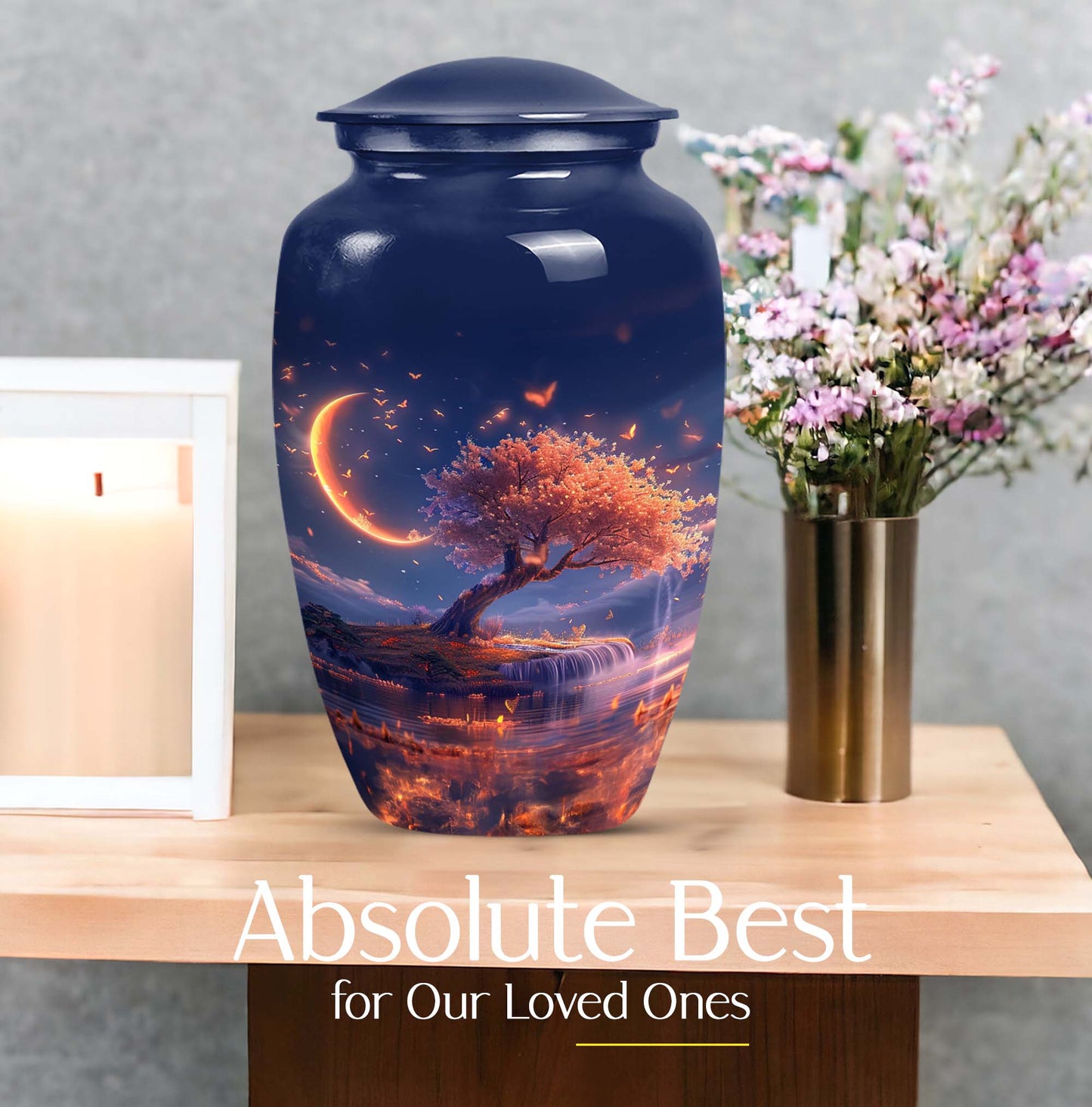 classic Lunar urn in aluminium for adult female ashes