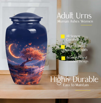 classic Lunar urn in aluminium for adult female ashes