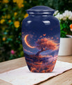 classic Lunar urn in aluminium for adult female ashes