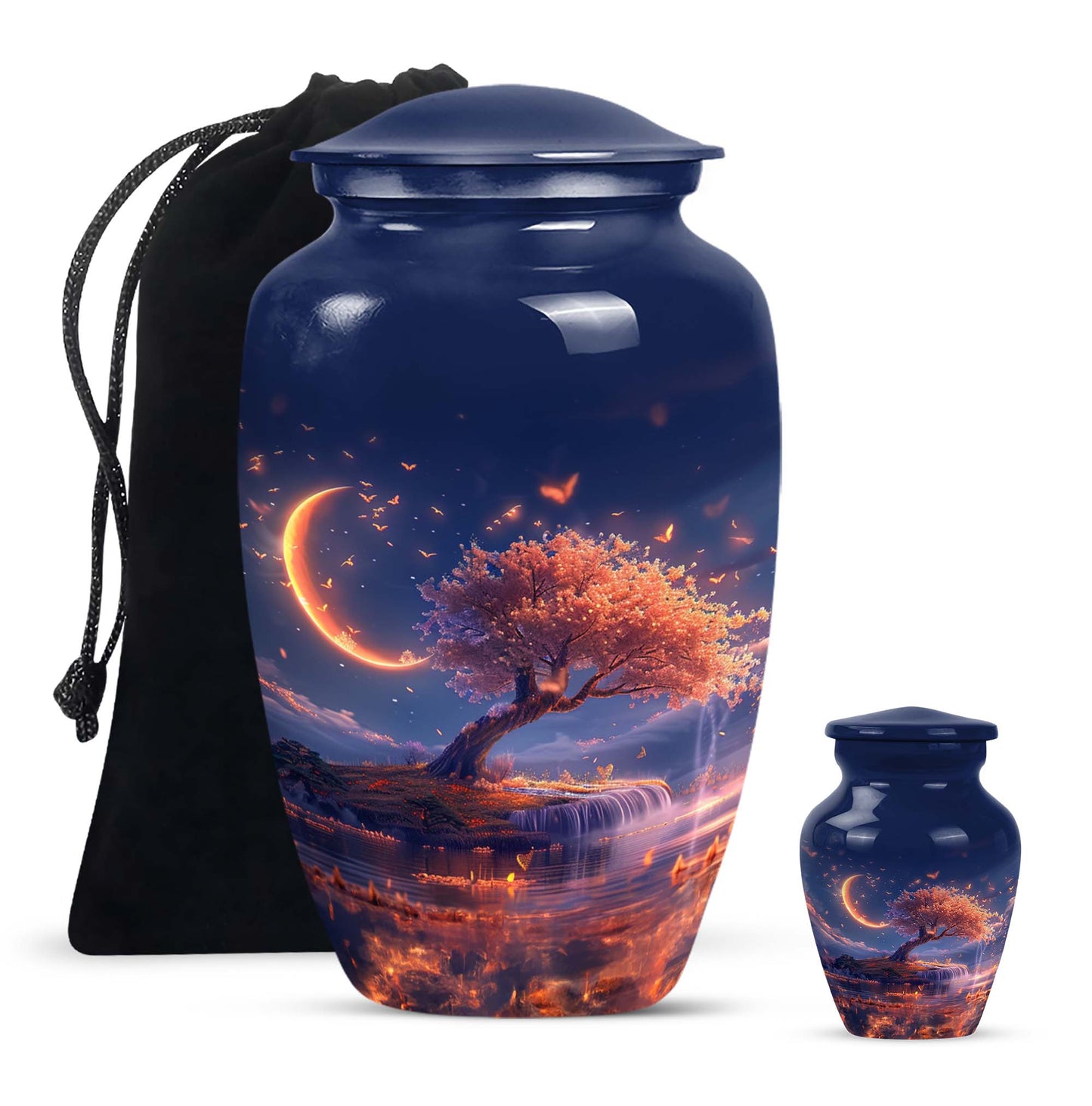 classic Lunar urn in aluminium for adult female ashes