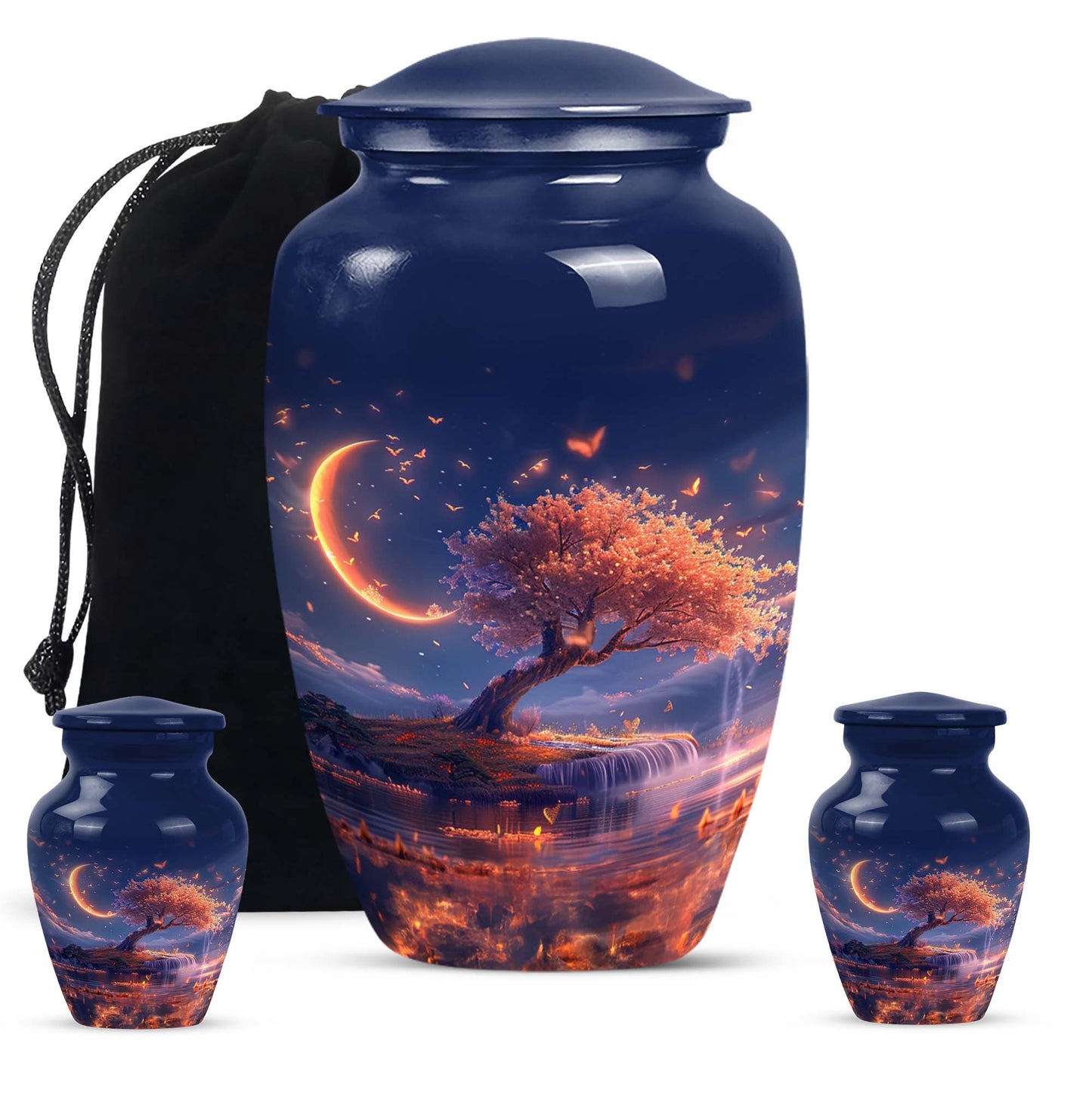 classic Lunar urn in aluminium for adult female ashes