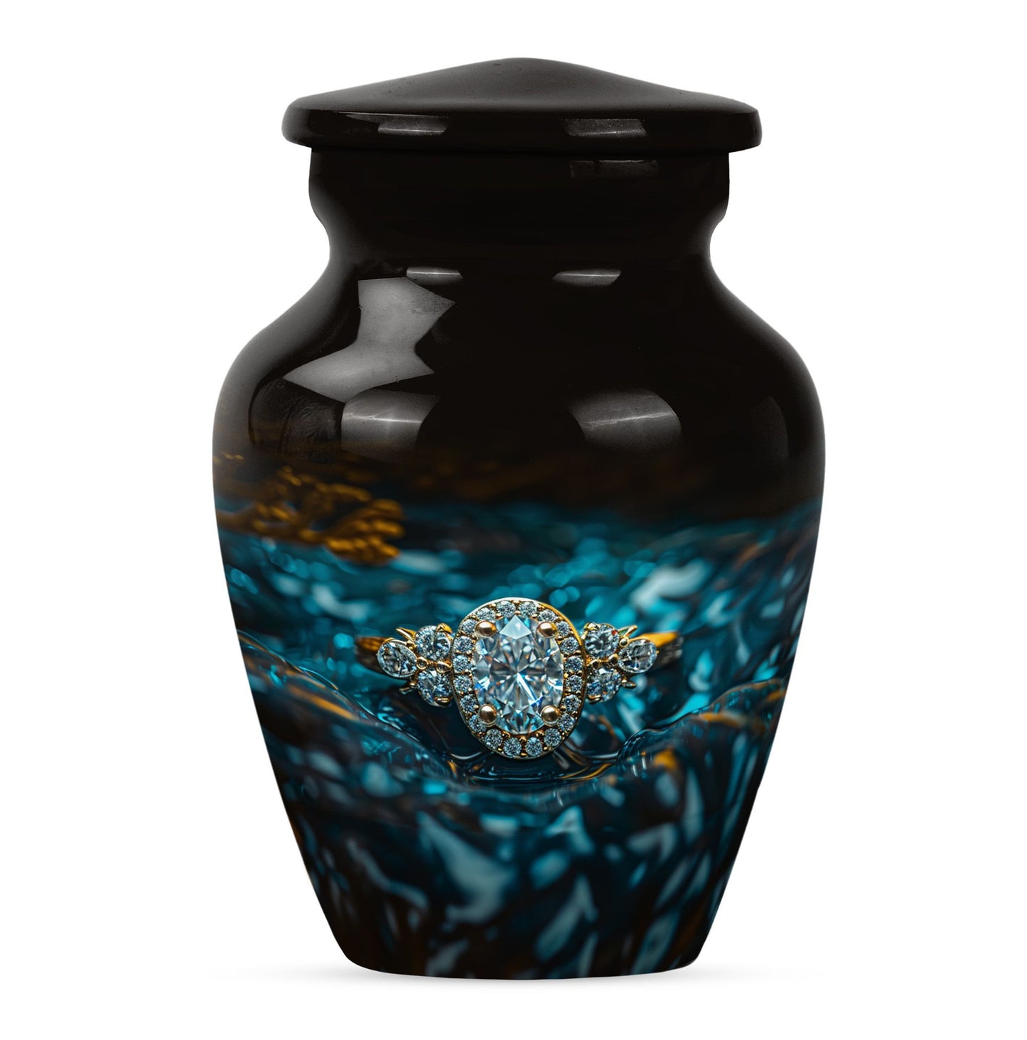 Classic 10 inch aluminium Ring Urn for adult ashes.