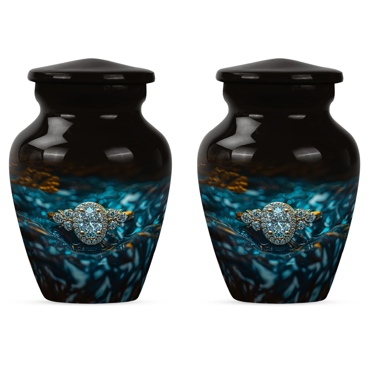 Classic 10 inch aluminium Ring Urn for adult ashes.