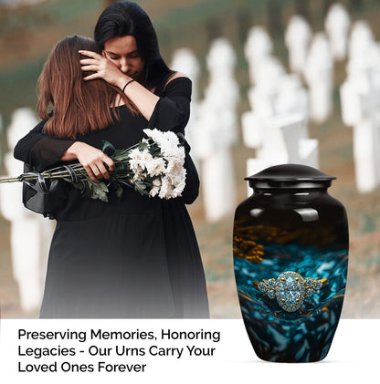 Classic 10 inch aluminium Ring Urn for adult ashes.