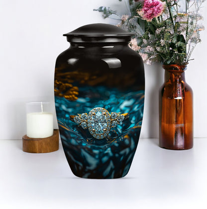 Classic 10 inch aluminium Ring Urn for adult ashes.