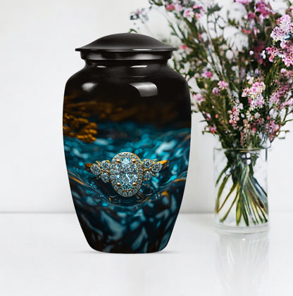 Classic 10 inch aluminium Ring Urn for adult ashes.