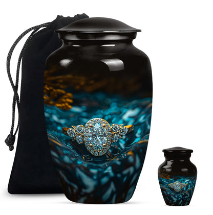 Classic 10 inch aluminium Ring Urn for adult ashes.