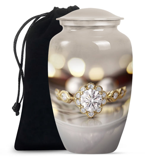 Classic 10-inch aluminium Ring Urn for adult ashes.