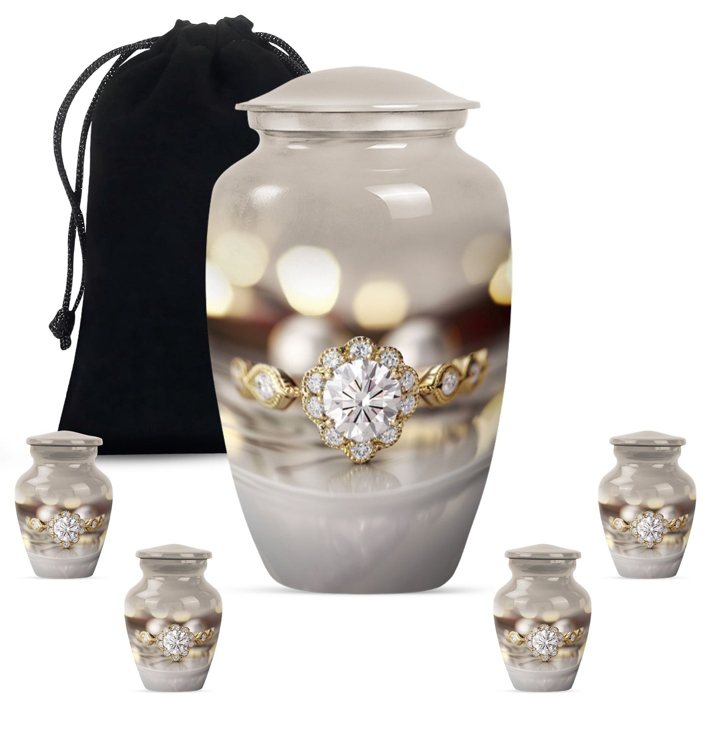 Classic 10-inch aluminium Ring Urn for adult ashes.