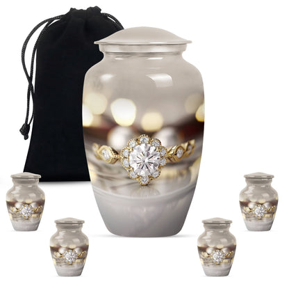 Classic 10-inch aluminium Ring Urn for adult ashes.