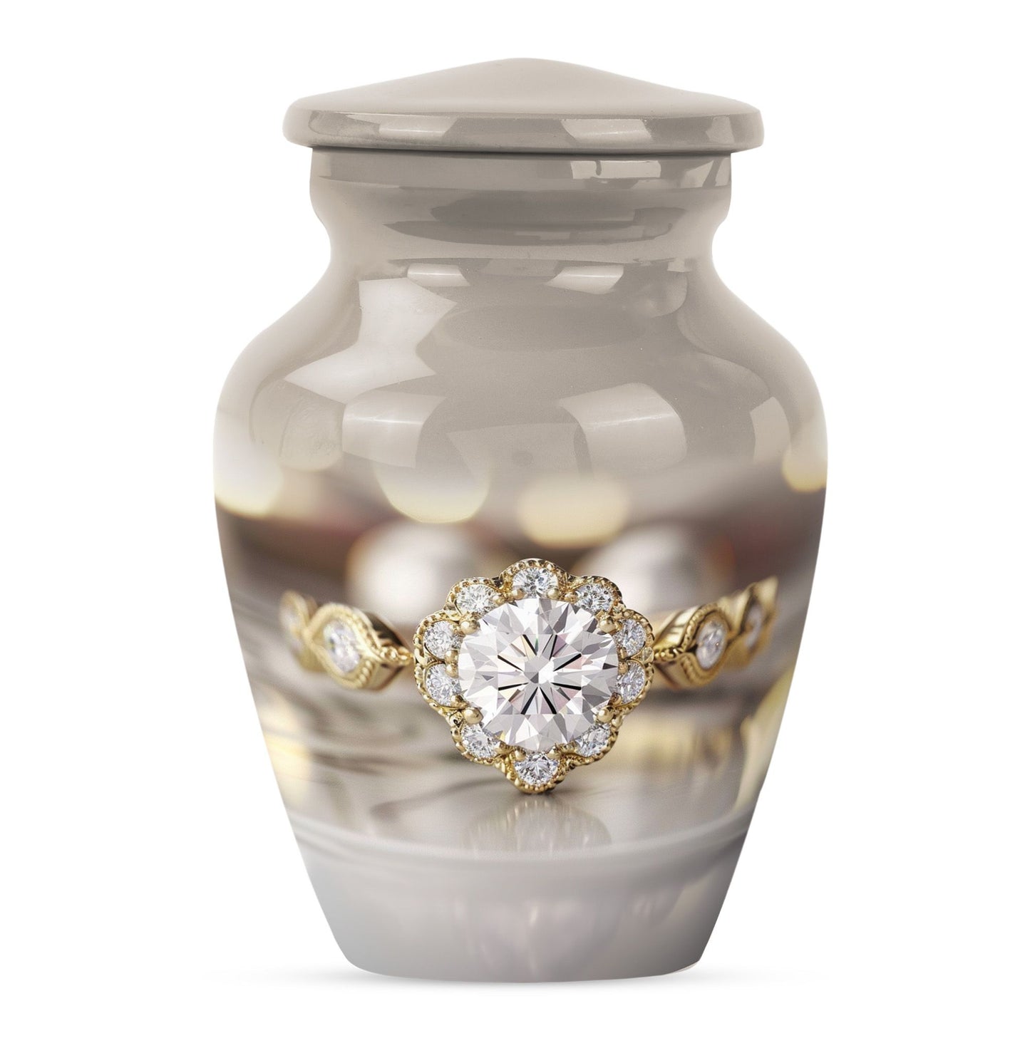 Classic 10-inch aluminium Ring Urn for adult ashes.