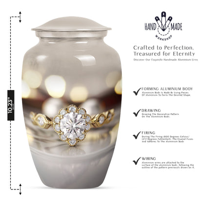 Classic 10-inch aluminium Ring Urn for adult ashes.
