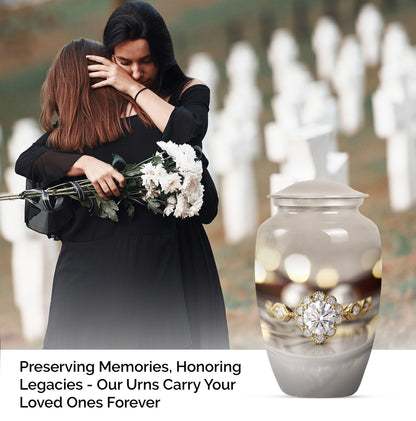 Classic 10-inch aluminium Ring Urn for adult ashes.