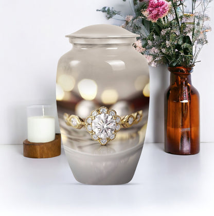 Classic 10-inch aluminium Ring Urn for adult ashes.