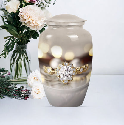 Classic 10-inch aluminium Ring Urn for adult ashes.