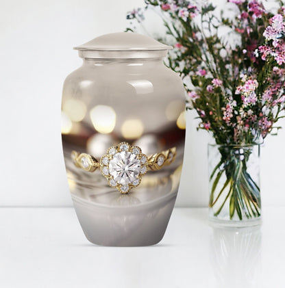Classic 10-inch aluminium Ring Urn for adult ashes.