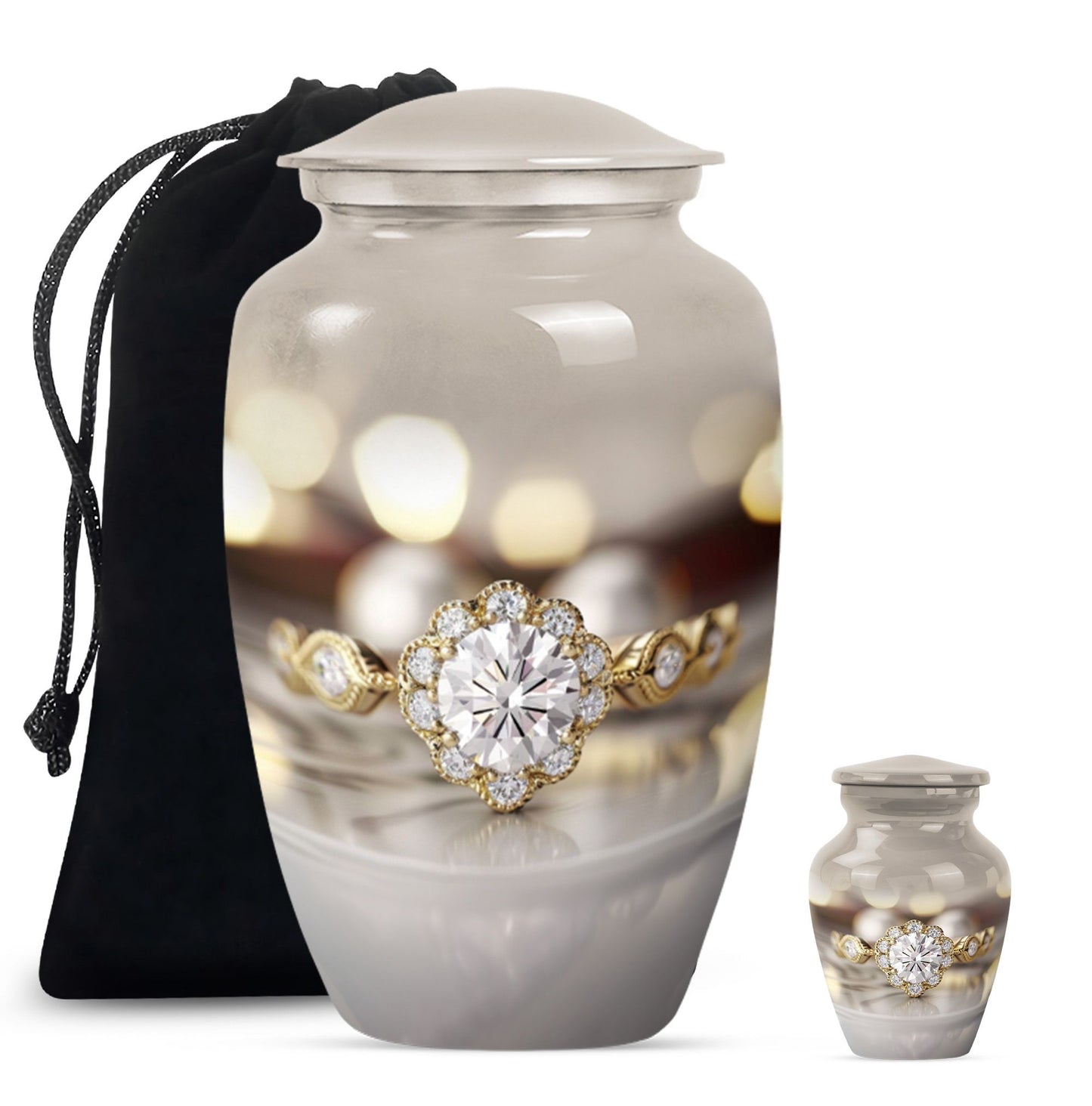 Classic 10-inch aluminium Ring Urn for adult ashes.