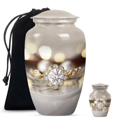 Classic 10-inch aluminium Ring Urn for adult ashes.