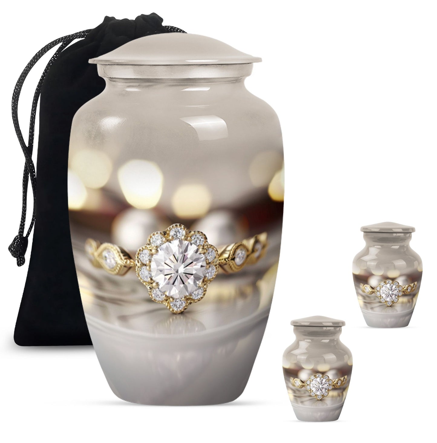 Classic 10-inch aluminium Ring Urn for adult ashes.