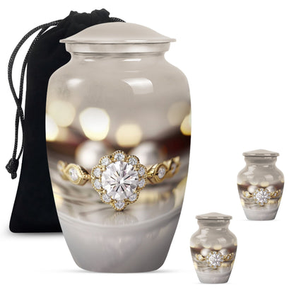 Classic 10-inch aluminium Ring Urn for adult ashes.