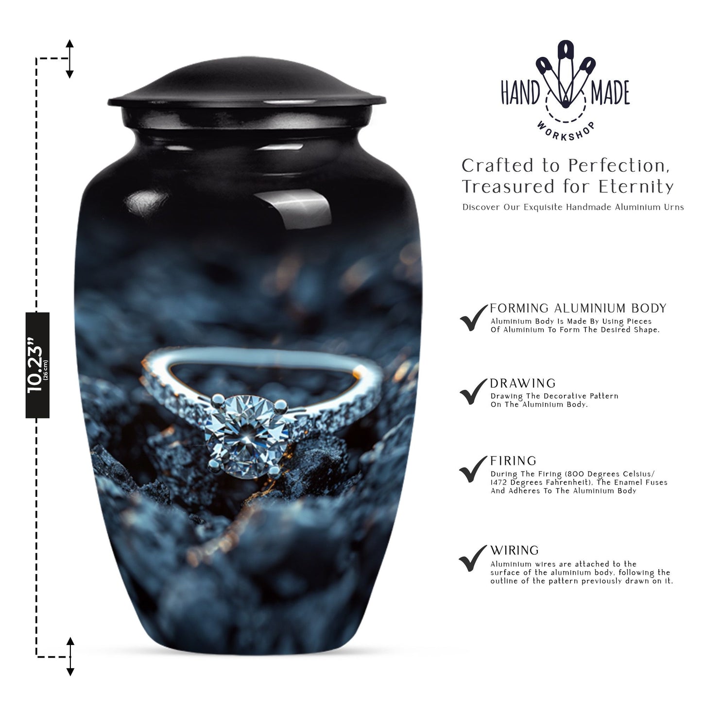 10-inch Classic Aluminium Ring Urn for mom's ashes.