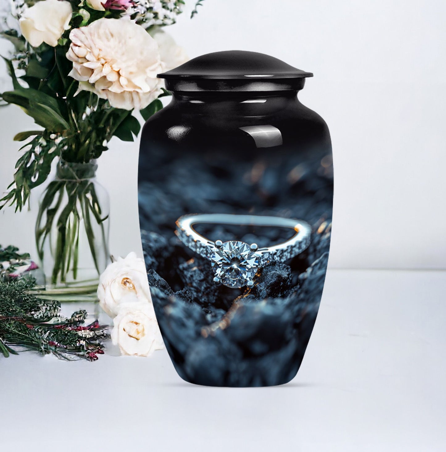 10-inch Classic Aluminium Ring Urn for mom's ashes.