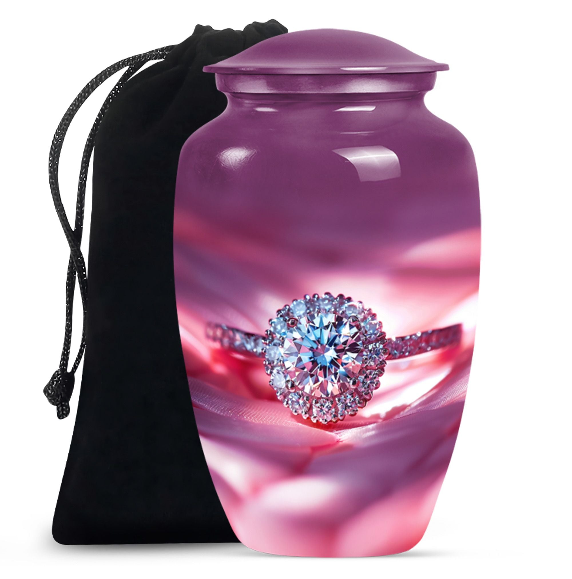 Men's Funeral Ring Urn- 10 Inch Classic Aluminum Design for Ashes ...